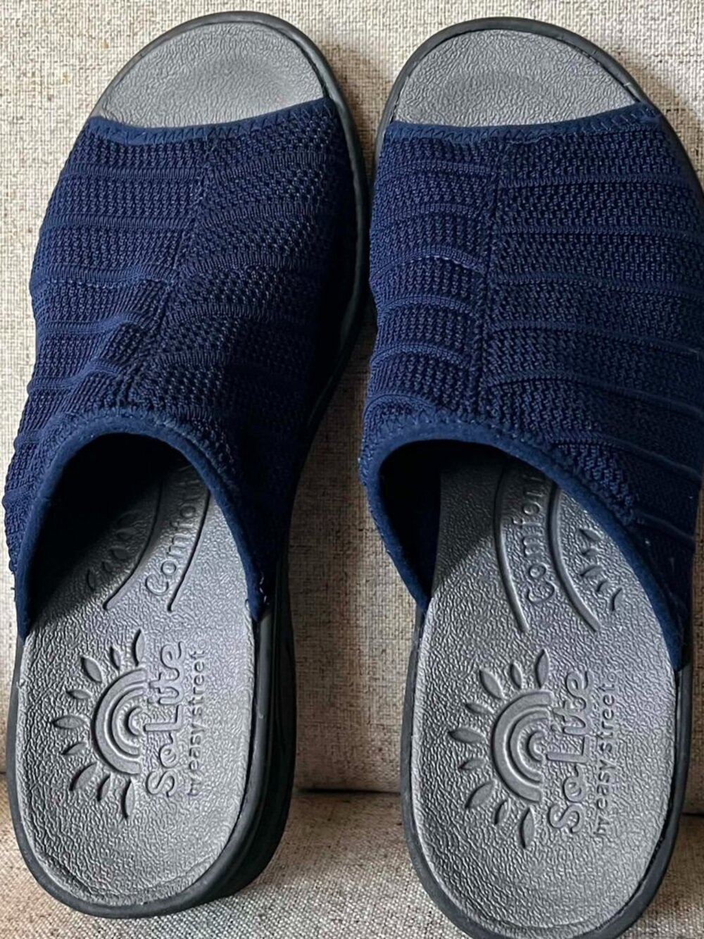 SoLite Easy Street Airy Slide Sandals Blue Size 10